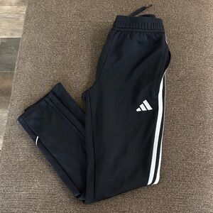 Adidas Kids Black Joggers with White Stripes